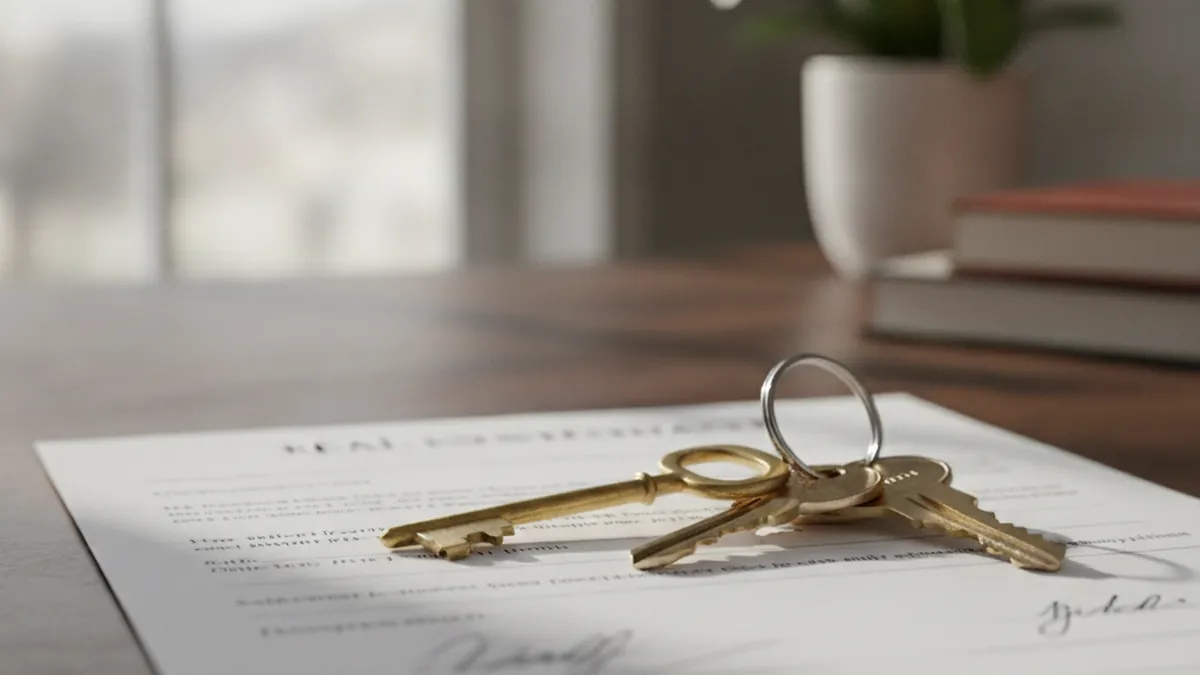 Property keys placed on a deed of sale when buying a property in Boisbriand
