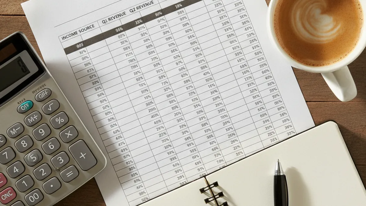 Financial table with gross income figures and cap rates for calculating the discount on an income property
