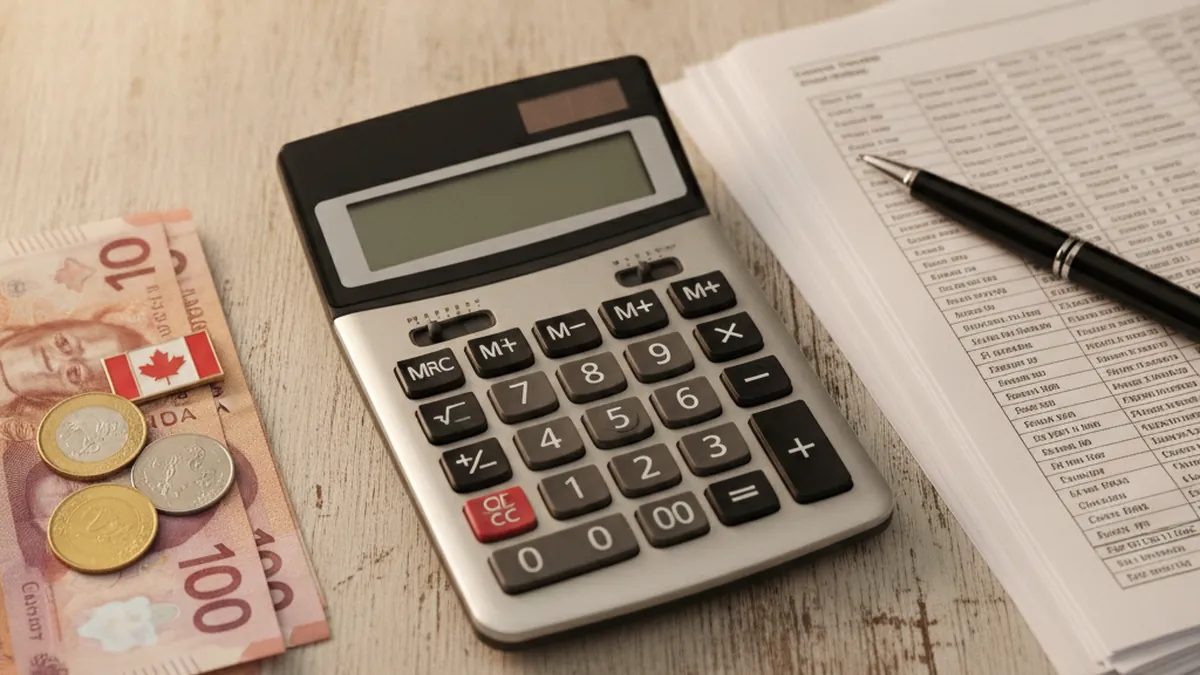 Calculator and financial table comparing seller net proceeds between a direct sale and broker sale of a plex in Québec