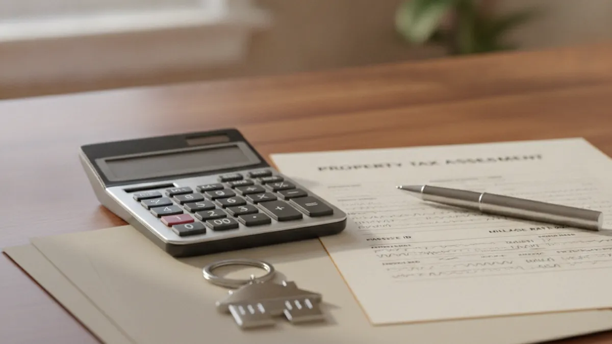 Calculator and land transfer tax documents for an income property in Deux-Montagnes in 2026