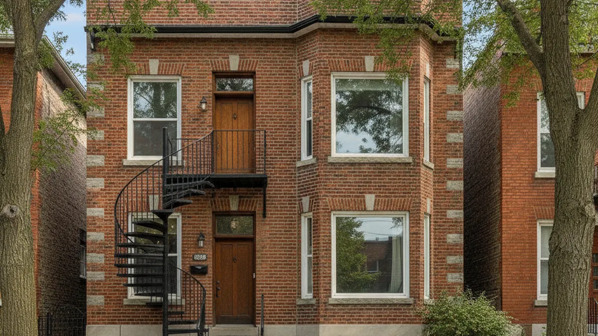 Montreal brick duplex with spiral exterior staircase in a sought-after central neighbourhood