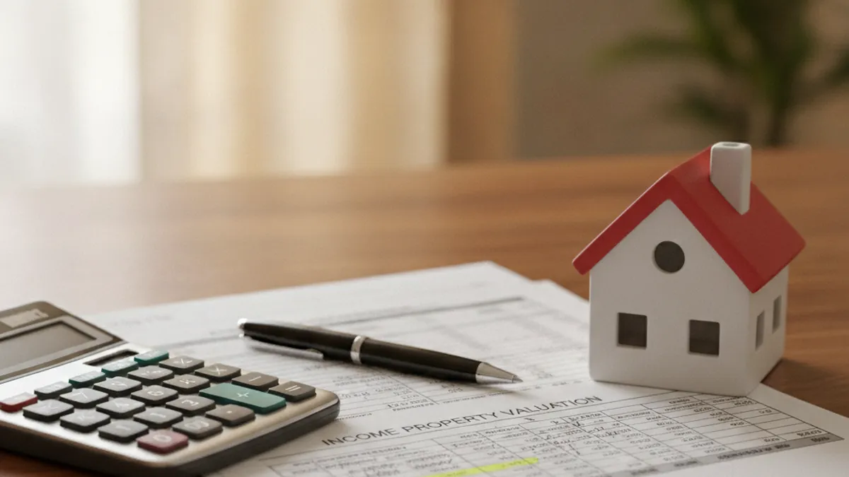 Financial calculator and valuation documents for an income-generating plex illustrating the cap rate effect on the value of a property with deferred maintenance on the North Shore