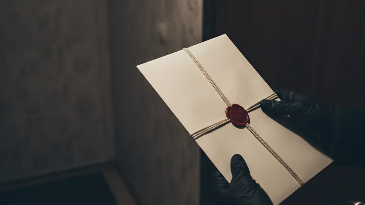 Document officiel scellé et porte d'un logement, étape d'exécution par un huissier de justice au Québec