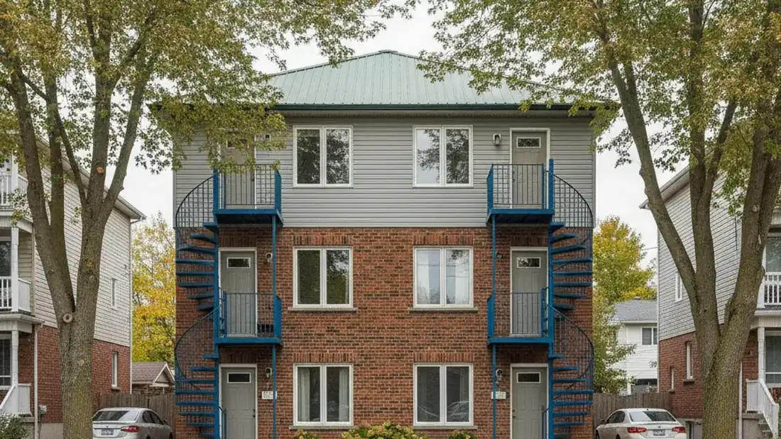 Facade of a multi-family residential building on the North Shore in Deux-Montagnes, Quebec