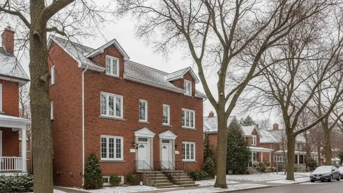 Façade d'un immeuble multilogement à Rosemère sur la Rive-Nord, sujet aux taxes foncières municipales