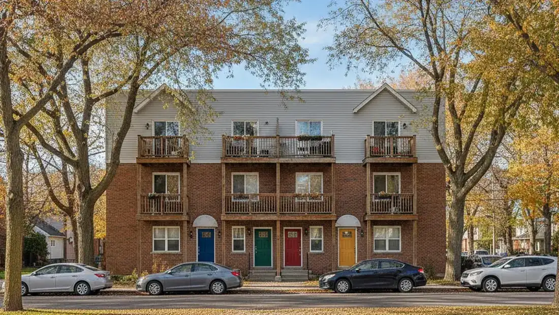 Facade of a multi-unit property in Sainte-Thérèse subject to annual property taxes on the North Shore