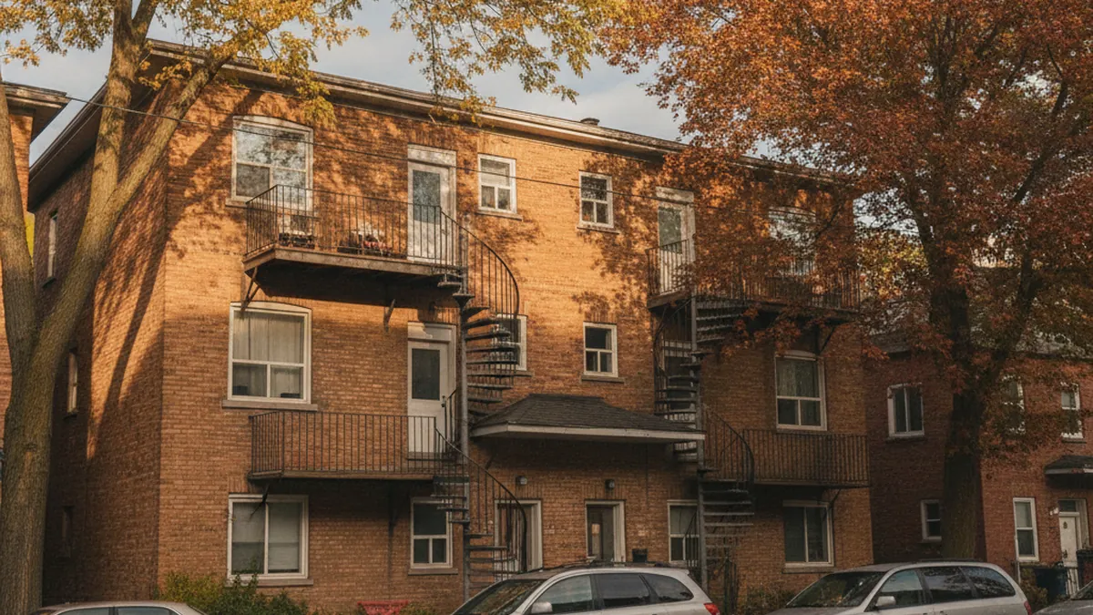 Typical North Shore Quebec multiplex facade illustrating the affordable housing shortage