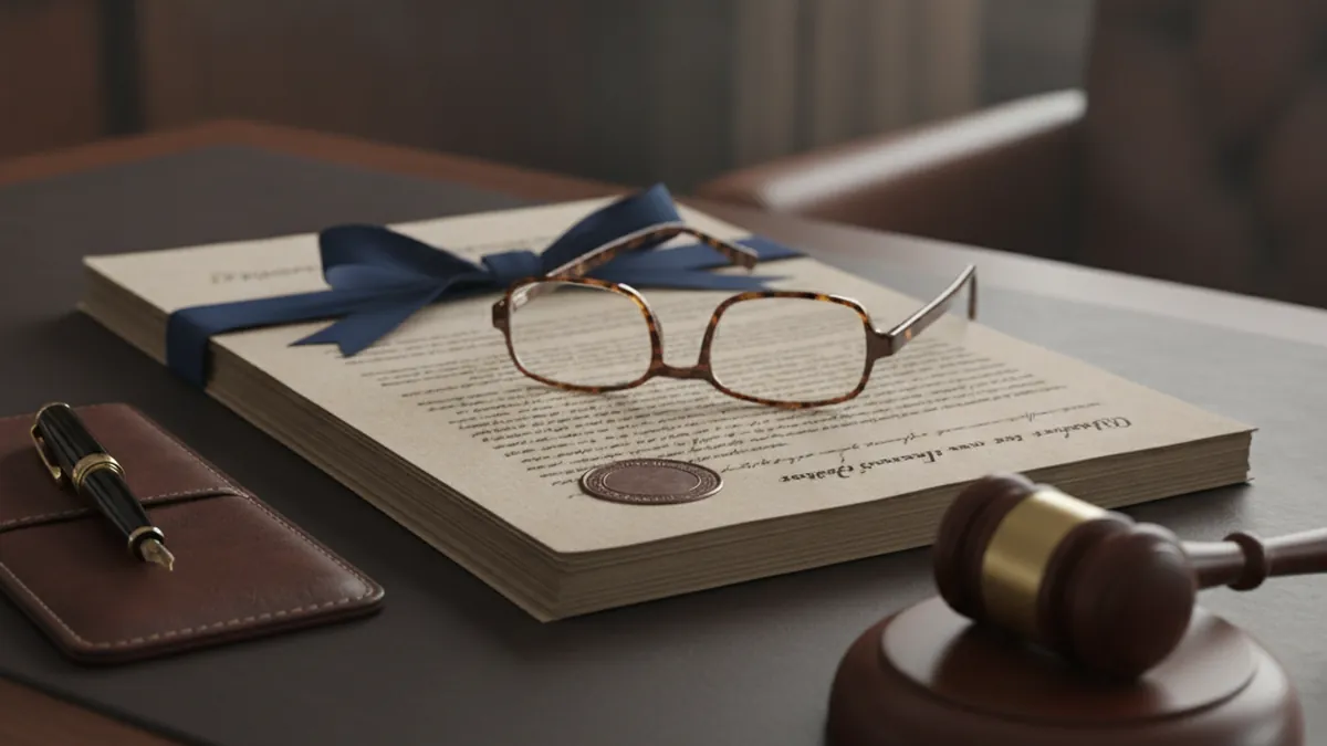 Notary office with notarial deed and pen to confirm a welcome tax exemption