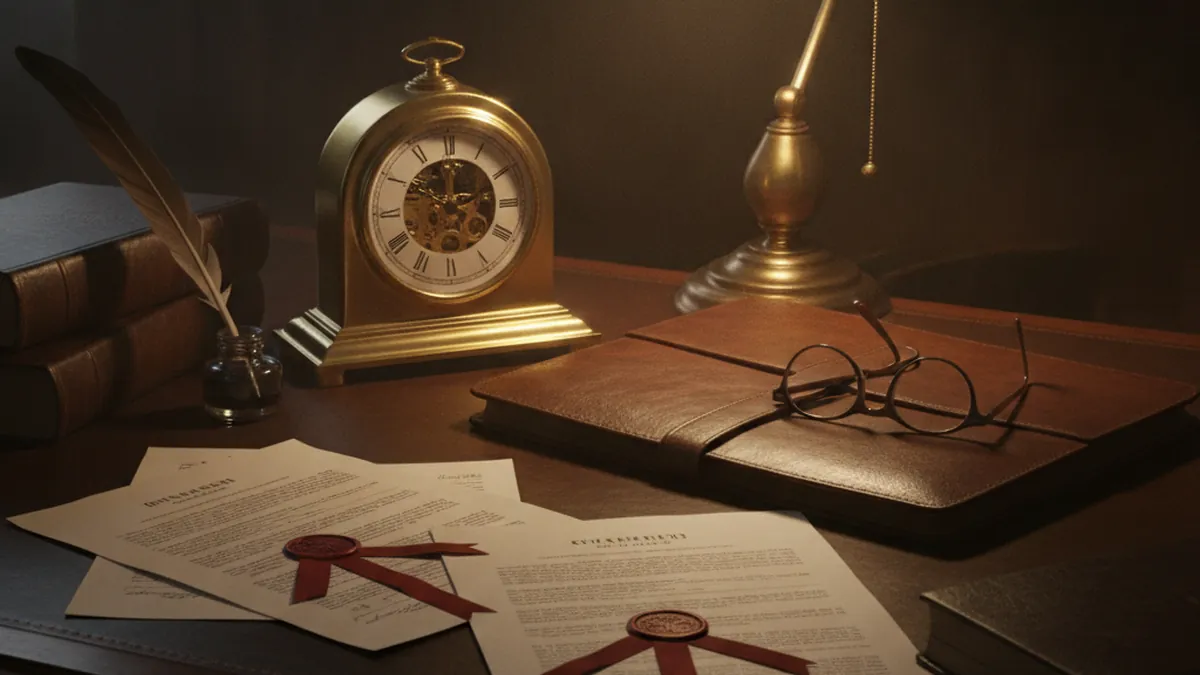 Notary office with legal documents and hypothecary notice of exercise governed by the Civil Code of Québec