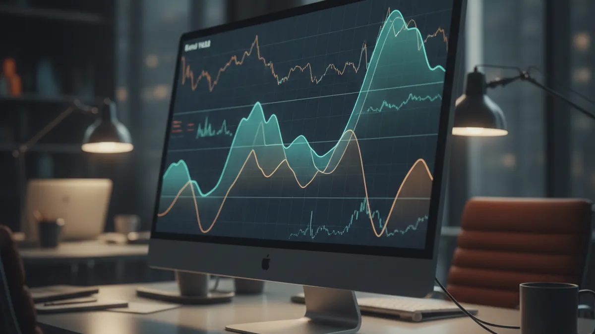 Financial screen displaying bond yield curves and oil prices linked to mortgage rates 2026