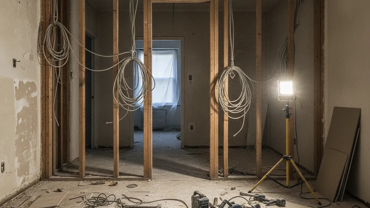 Interior renovation site of a plex unit showing unforeseen issues and hidden costs of pre-sale work in Quebec