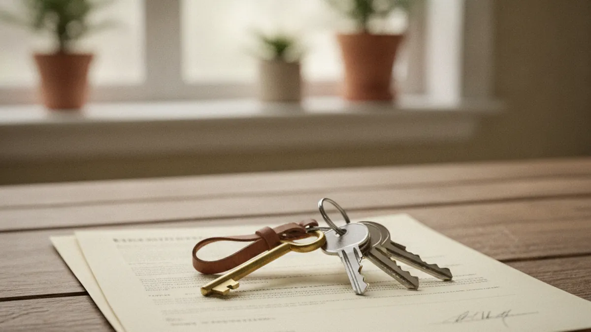 House keys on a property transfer document symbolizing the welcome tax in a Quebec estate