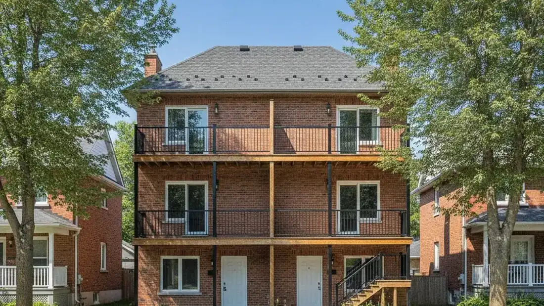 Facade of a multi-unit income property in Boisbriand on the North Shore of Quebec