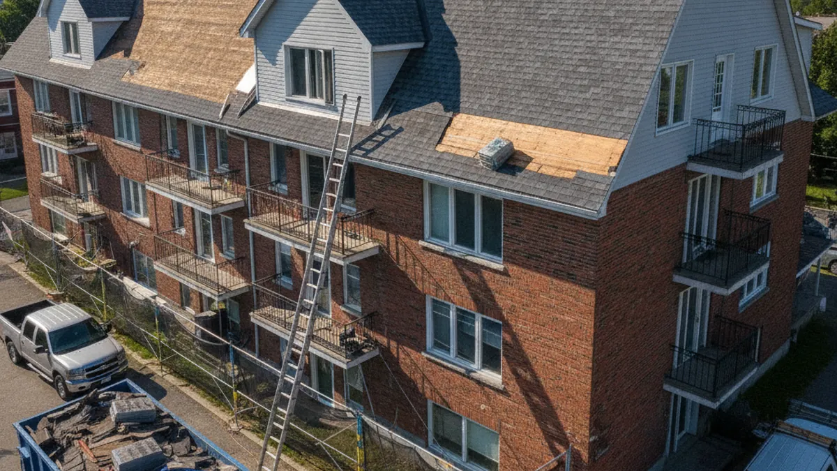 Travaux majeurs de toiture sur un multilogement sur la Rive-Nord
