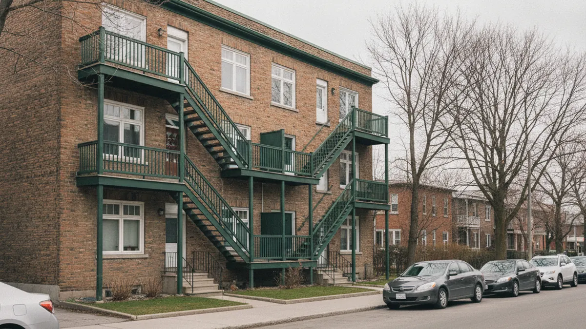 Facade of a typical North Shore Quebec multi-unit triplex whose market value depends on rents collected