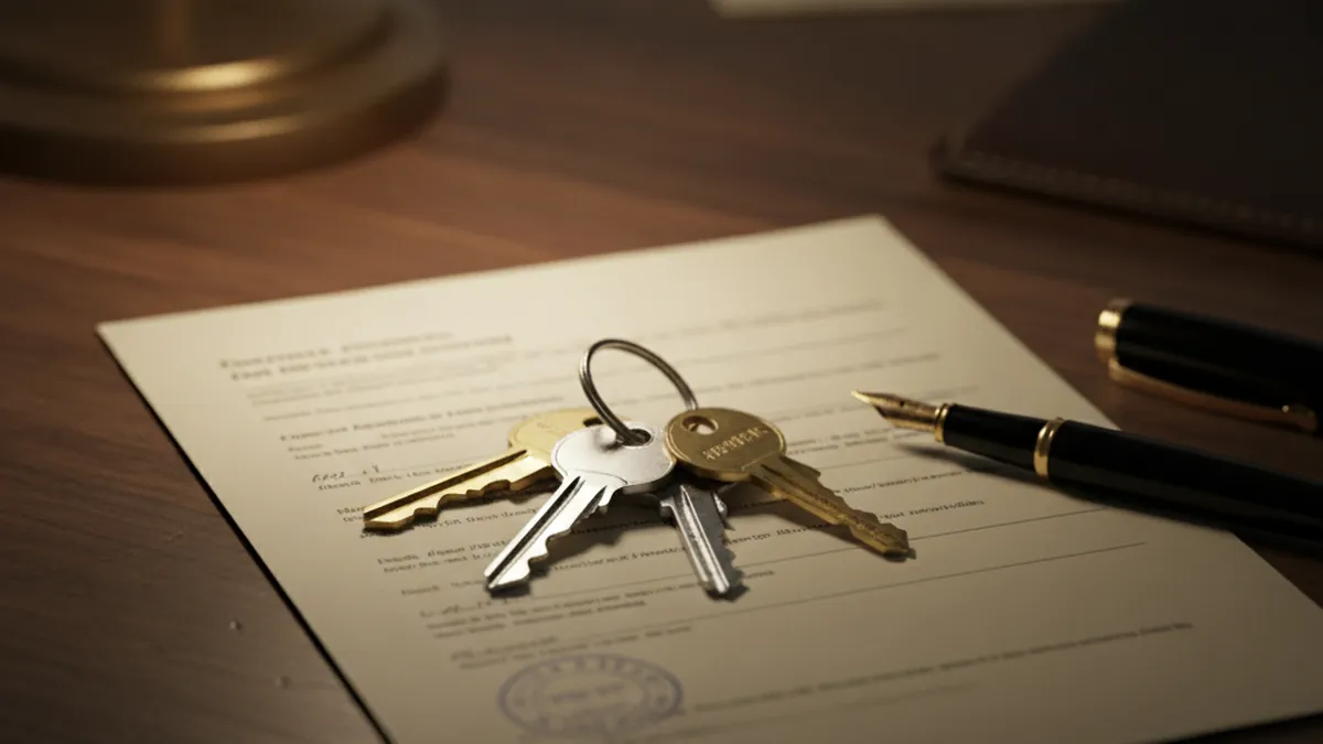 House keys on a notarized deed symbolizing a fast and confidential direct duplex sale
